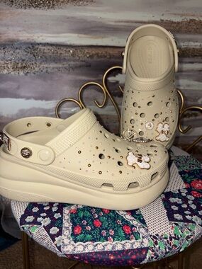 CROCS Classic Crush Punk Clogs “Bone"